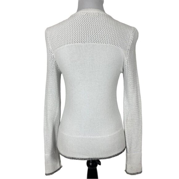 Rag & Bone Women's White Keyhole Crew Neck Stretch Designer Knit Sweater S/C34 - Picture 6 of 15